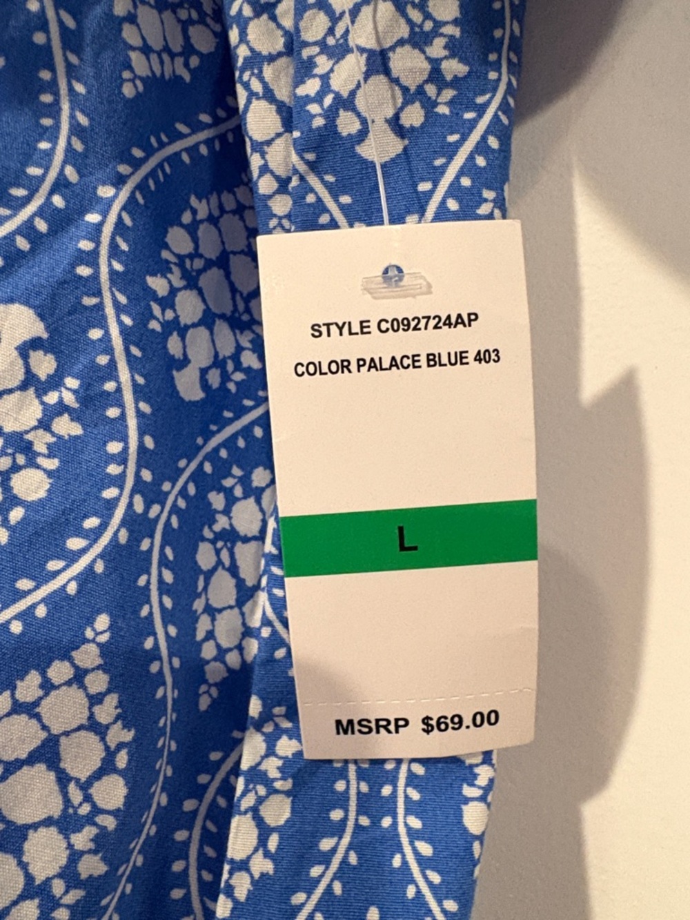 CeCe Blue Geometric Puff-Sleeve Square Neck Blouse - Picture 4 of 8